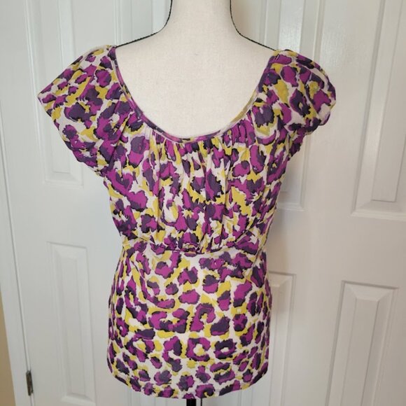 Karen Kane Abstract Leopard Print Flutter Sleeve Top – Size L - Picture 4 of 4